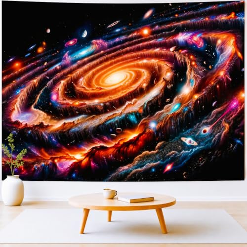 Delur Galaxy Tapestry Spiral Universe Planet Starry Sky Wall Hanging Tapestry Outer Space Nebula Cosmic Psychedelic Abstract Headboard for Bedroom Living Room Home Decor (59.1" x 78.7")