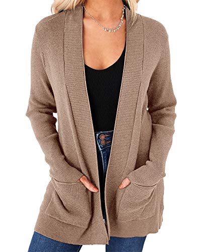 imesrun Womens Open Front Cardigans Casual Long Sleeve Classic Knit Sweater Outerwear with Pockets