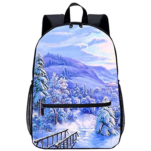 Mochila escolar unisex con paisaje natural en 3D para adolescentes de 45x30x15cm
