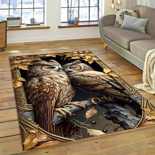 Chouette, Animal Enfants Tapis Salon Tapis Antidérapant Paillasson Chambre Décor Tapis 40 X 60 Cm 3D Imprimé Flanelle Tapis - Polyester Doux Au Toucher...