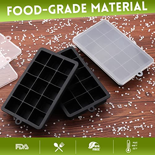 Foto von Sinnsally Eiswürfelform Silikon,3er-Pack Eiswürfelformen & Eiswürfelschalen,Eiswürfeln Kugel mit Deckel,Würfelform Eiskugelform Eiswürfelbehälter,Silikonform Eiswürfel Form (Schwarz)