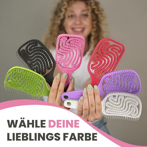 Walcora Haarbürste ohne Ziepen – Bürste für Damen, Herren & Kinder - Detangler & Entwirrbürste für Locken, nasse, feine & lange Haare - Haarbürsten Hair Brush - Pink