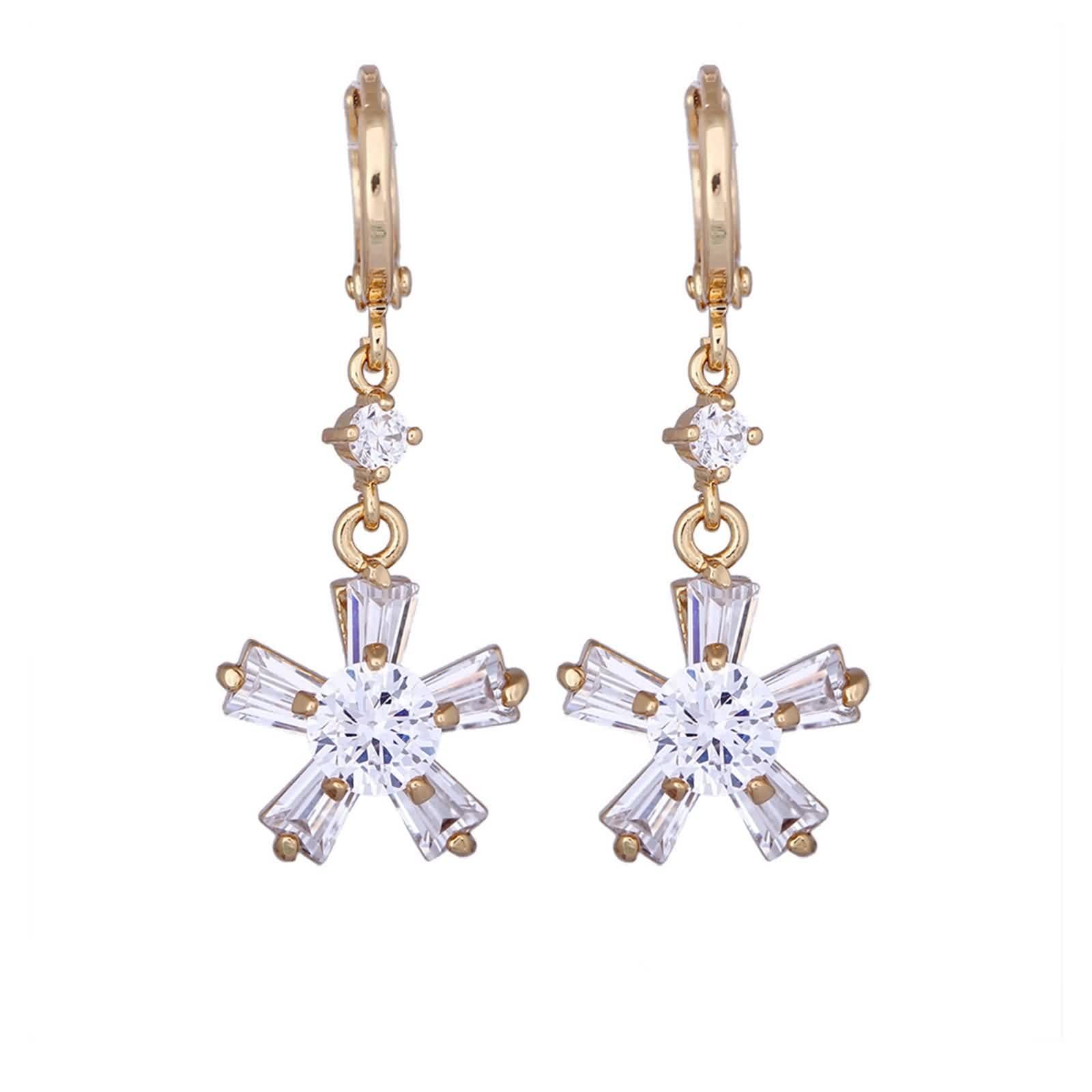 Pendientes de oro Au375 de 9 quilates, pendientes de aro de moissanita, diseño de flores, pendientes pequeños de oro amarillo 375