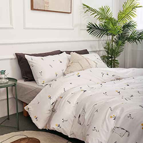 jieshiling Queen Duvet Cover, Soft Cute Bedding Set with Lightweight Duvet Cover Queen and 2 Pillowcases Zipper Closure (Cat, Queen) - Thumbnail 2