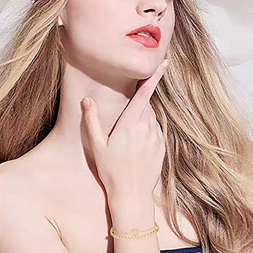 Wave Bracelet For Women,Gifts For Women,Moroccan Jewelry For Women Teen Girl, Kimilily 5A Cubic Zirconia 18K Yellow Gold Plated Women Bangle Bracelet Adjustable 6-8 Inches #TOP2