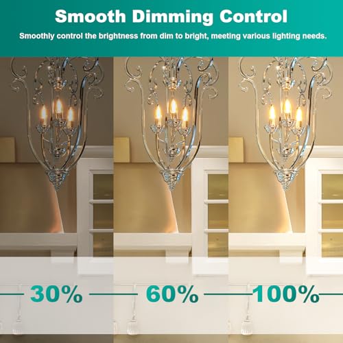DiCUNO E12 Candelabra LED Bulb Dimmable 60W Equivalent, 2700K Warm White, 4W 550lm, Vintage Chandelier Light Bulbs, Pack of 10 by DiCUNO - Image 5