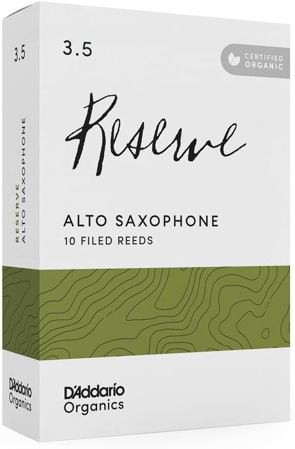 D'Addario Organic Reserve Alto Saxophone Reeds - Sax Reeds - Individually Sealed - 3.5 Strength, 10 Pack