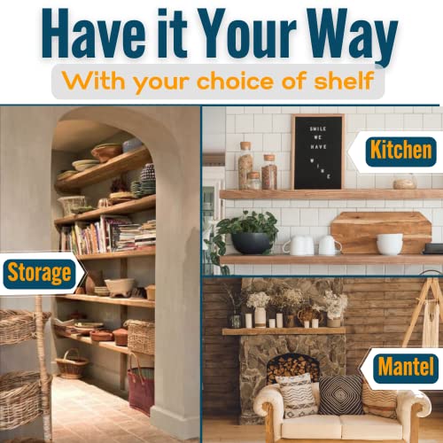 Evald The Improved Floating Shelf Bracket | Heavy Duty Floating Shelf Hardware | 4X Floating Shelves Brackets ½" Diameter, 8X Premium Screws & 16X Anchors | Floating Mantel Bracket | 6 Inch #TOP3