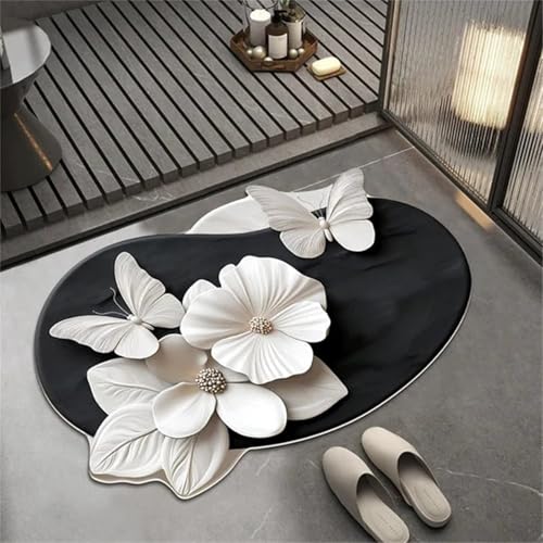 Tapis de bain motif 3D floral tapis absorbant antidérapant
