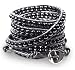 Stunning "Selene" Hematite Bead Leather Wrap Bracelet, 5x Wrap