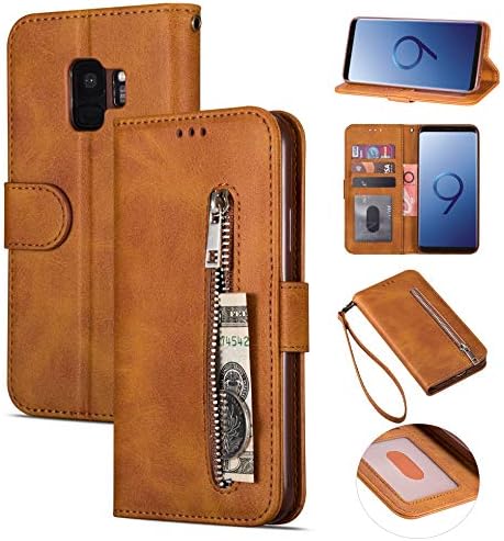 ZTOFERA Zipper Case For Samsung Galaxy S10,Magnetic Wallet Flip PU Leather With Wrist Strap Handbag Pocket Stand Inner TPU Case For Samsung Galaxy S10 -Rose Gold