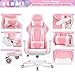Homall Gaming Chair, Office Chair High Back Computer Chair Leather Desk Chair Racing Executive Ergonomic Adjustable Swivel Task Chair with Headrest and Lumbar Support(Pink)
