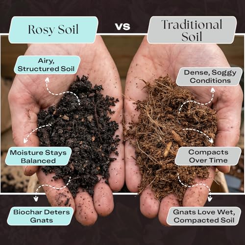Image of Rosy Soil Herb Mix, Organic Indoor and Outdoor Herb Potting Soil, 4 Quarts | Biochar, Worm Castings, Mycorrhizae Blend, Peat-Free, Fast Draining, for Basil, Cilantro, Lavender, Thyme, Mint, Rosemary