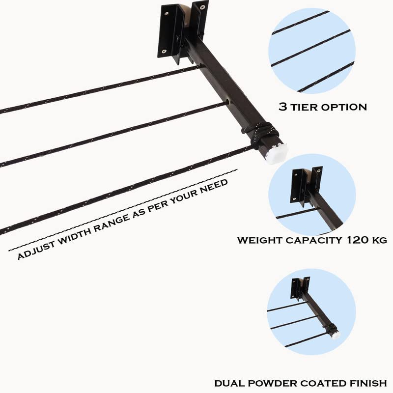 Close-up of EaseLiving 3 Tier Wall Mount Cloth Dryer Stand features