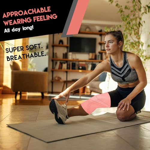BOODPET Kniebandagen Damen Herren 2er-Pack – Atmungsaktive Kniebandage mit Anti-Rutsch & Gelenkstütze – Knieschoner zur Schmerzlinderung für Fitness, Laufen & Training – Größe XL – Farbe Rosa