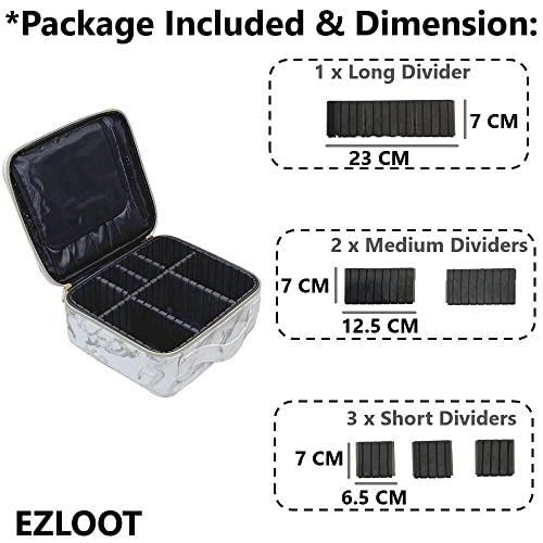Image of Travel Makeup Case, Professional Cosmetic Train Cases Artist Storage Bag Make Up Tool Boxes Brushes Bags with Compartments Vanity Organizer (10 INCH(1 Layer), Marble Pattern)