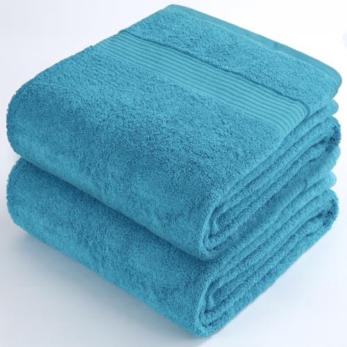 Image of Cotton Paradise 100% Cotton Turkish Towel Set, Soft Absorbent Quick Dry, 2 Piece 35x70 Bath Sheet Set, Ocean Aqua