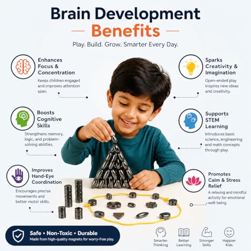 Image of Magnetic Sizzle Game | 24 Magnetic Chess Stones Strategy Board Game | Educational Brain Teaser Puzzle Toy | Portable Travel Family Game | Montessori Learning Fun Game for Boys Girls & Family