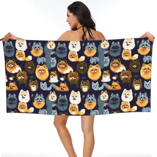 Toalla de playa de secado rápido con estampado de pomeranios para tus viajes y gimnasio 8