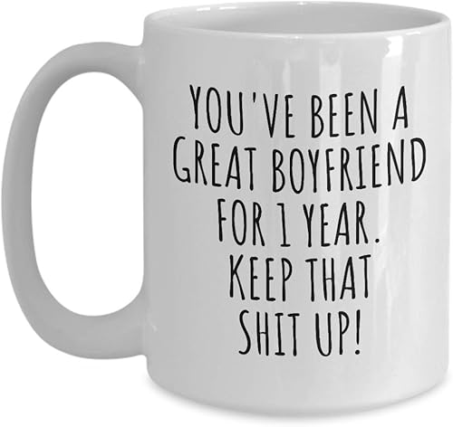 Miniatura 9 de 1 Año Aniversario Novio Taza Regalo divertido para Bf Él 1er Fechado Primer año Relación Pareja Juntos Café Té Taza