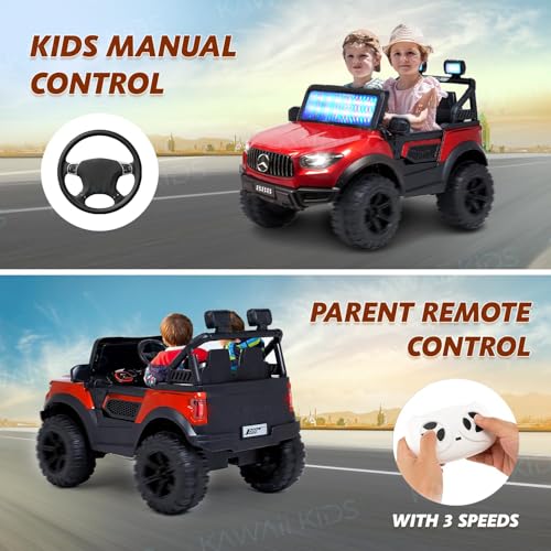 Image of Kawaii Kids 12V 4x4 Battery Operated Ride-On SUV for Kids with Parent Remote Control, Bluetooth, LED Lights, Corrosion-Resistant Paint, Big Size Electric Car for Boys & Girls Age 2-8 Years