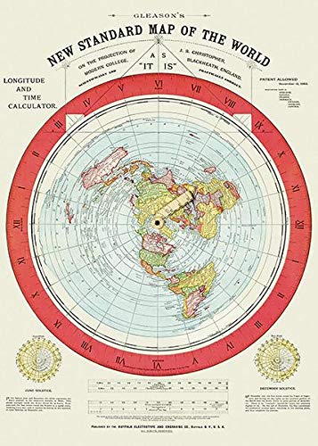 Poster-Rama 1892 - Flat Earth Map - Gleason's New Standard Map of The World