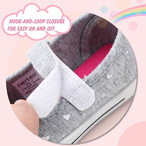 Nerteo NT190820LIGHTGREY25 Toddler Shoes Girls Kids Mary Jane Flat Canvas Sneakers thumb #4