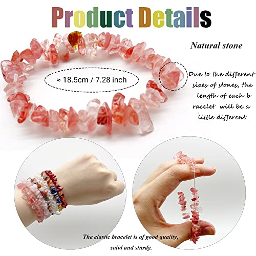Srobrnz 18 Pieces Crystal Chip Bracelets For Women Natural Gemstone Chakra Crystal Healing Chip Stretch Bracelets Gravel Chakra Stretch Strand Crystal Healing Gemstone Bracelet #TOP3