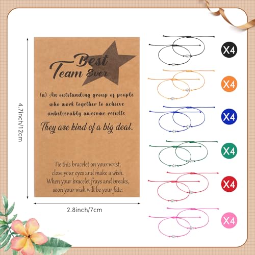 24 Pcs Star Shape Bracelet Set with Make a Wish Card Christmas Employee Appreciation Gifts Adjustable Inspirational Bracelet Cord String for Women Jewelry Gifts3