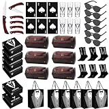 Relaxweex 48 Pcs Groomsmen Gifts Box Set of 6, Groomsman Proposal Gift with Shot Glasses Sunglasses PU Leather Toiletry Bag Bottle Opener Socks Wood Folding Knife Groomsmen Bags for Wedding Party