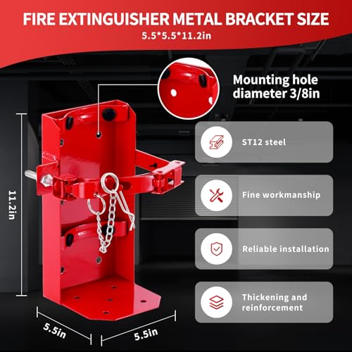 New 10 lb Fire Extinguisher Mount, Heavy Duty Fire Extinguisher Bracket St12 Steel, Fits 10lb Dry/5lb CO2 Extinguisher, for Truck Garage Boat, Replaces Amerex 809, 3-Yr Service by TOGJNDLL - Image 3