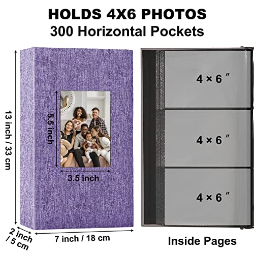 Linen Photo Album, Uoromi Fabric Cover Photo Books 300 Pockets For 4X6 Photos, Large Capacity Picture Book Slip-In Only 10X15Cm Picture Albums For Family Couples Baby Anniversary Wedding #TOP1