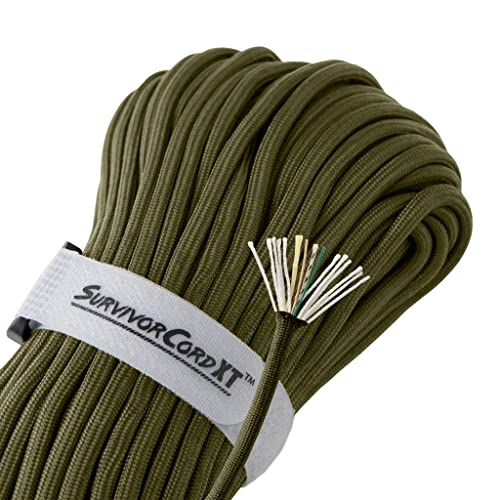 Titan Survival’s Patented 1000 LB Survival Paracord – USA Made – Military Style 750 Cord with Firestarter, Fishing Line, and Kevlar Strands – Heavy Duty Camping Cordage – Lengths & Color Options