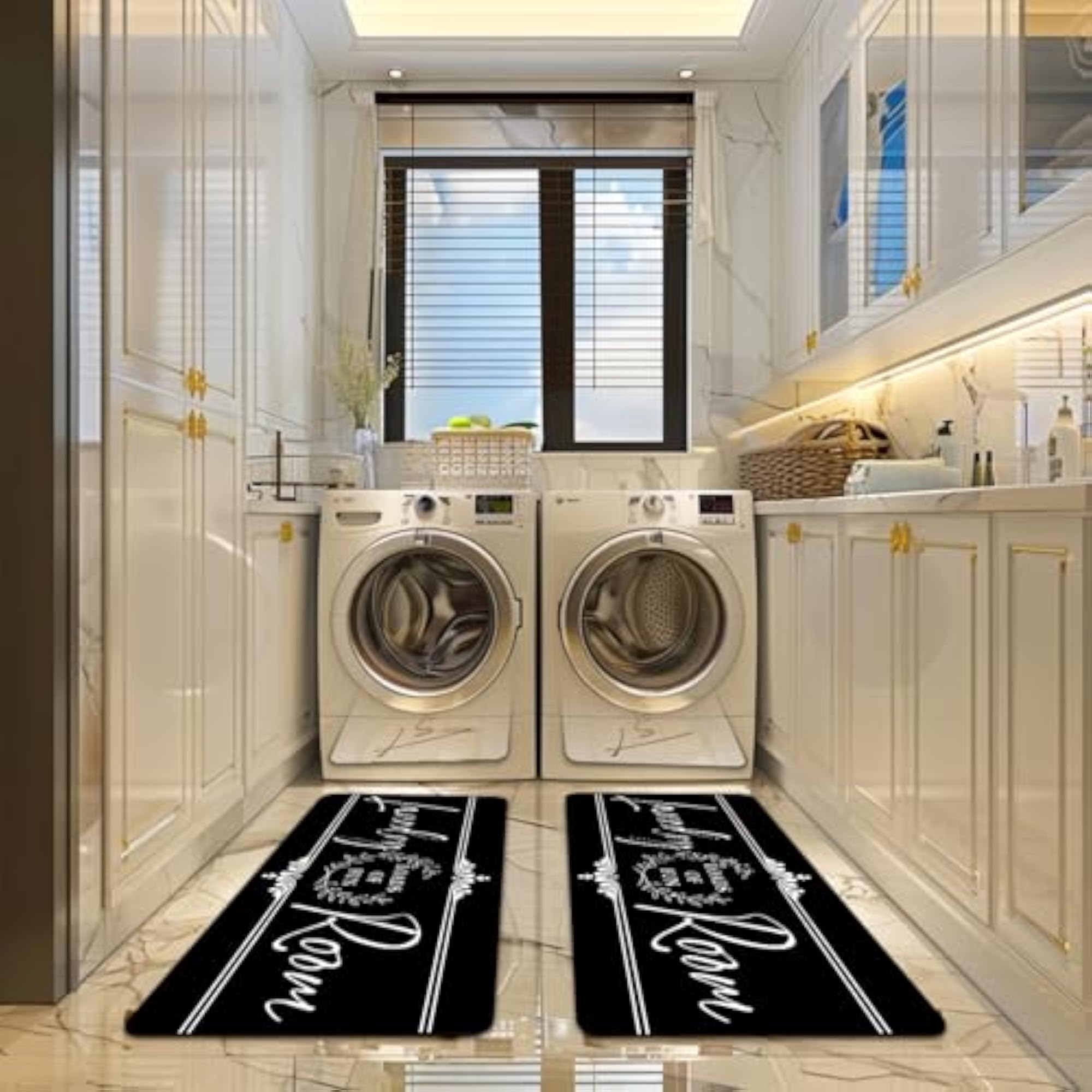 Farmhouse Laundry Room Rug Runner, Non-Slip