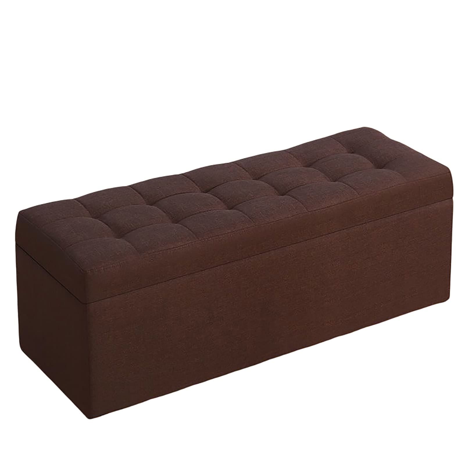 Banco de Almacenamiento Grande con Tapa abatible y Asiento Acolchado, baúl Rectangular de Lino para Dormitorio, Color 3, 120 x 40 x 40