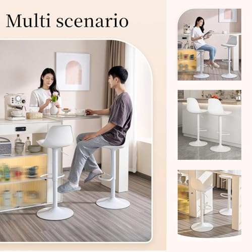 طقم مقعد دوار عصري من جلد البولي يوريثين، ارتفاع قابل للتعديل، مع ظهر، بدون اذرع (قطعتان اسود)