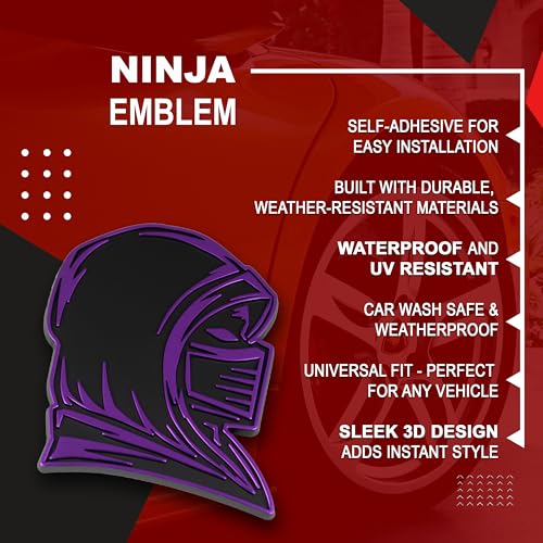 Image of Ninja Emblem, Custom 3D Car Badge - Universal Exterior Accessories for Car, Truck, SUV, Motorcycle (Set of 2) (Purple)
