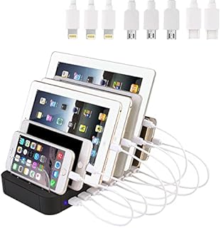 Evfun USB Charging Station 8 Port Charging Dock Multiple Devices 12A 60W for Smartphone Tablet