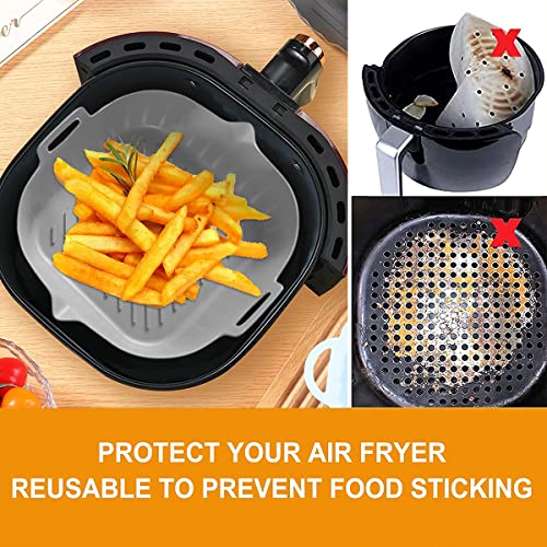 image for Mbnvtxh 2Pcs Air Fryer Silicone Pot with Handle 17.5cm Air Fryer Liner