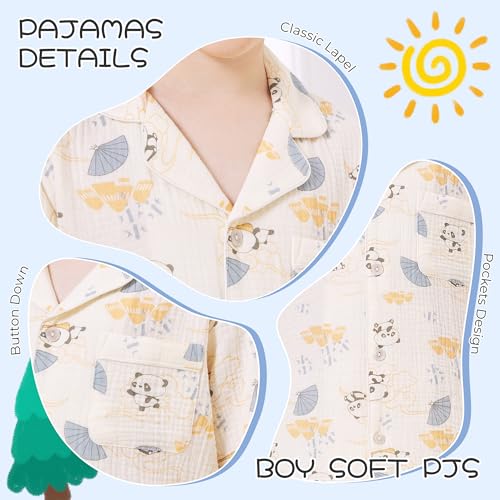 2 Pack Boys 100% Cotton Pajamas Set Kids Button Down Pjs Soft Long Sleeve Sleepwear 2T-10 Years3
