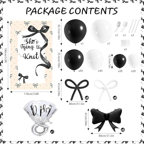 She's Tying the Knot Bridal Shower Balloons - Shes Tying the Knot Bachelorette Party Decorations, Bow Bridal Shower Decor Black Bow Theme Backdrop Balloons for Bachelorette Wedding Engagement Party by Ohmique - Image 2