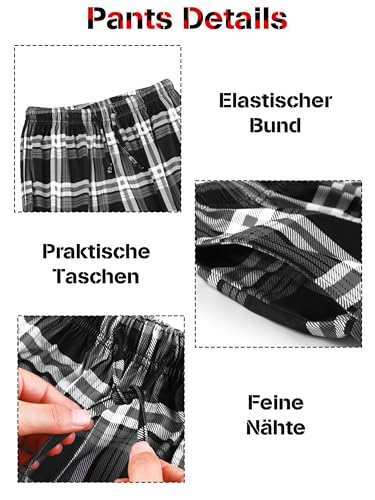 Ruisita Karierte lang Hose für Kinder Bedruckte Schlafanzug Jungen Flanell Pyjamahose für mädchen Pyjamas für Teenager Karierter Pyjama Herbst Winter