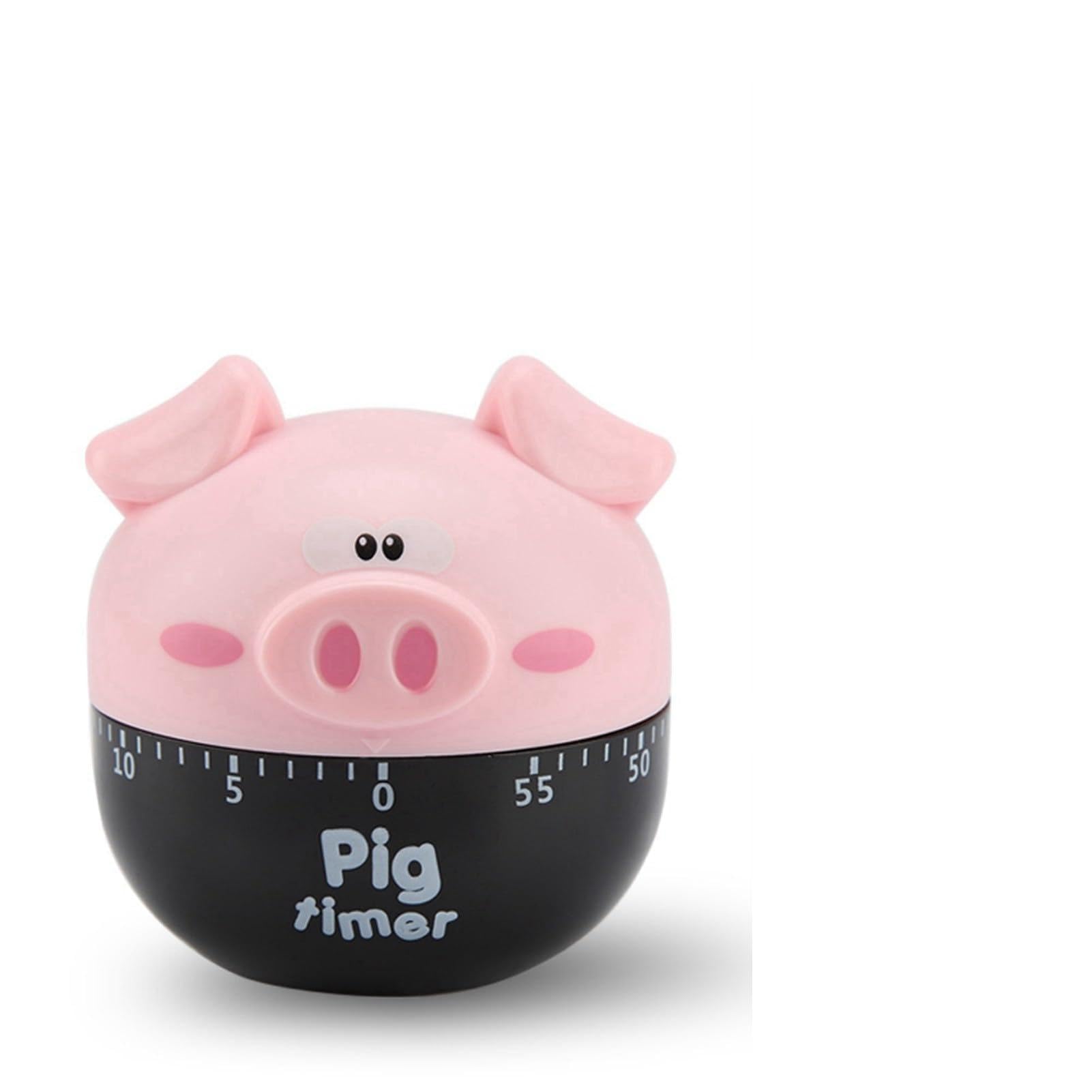 Itonash Kitchen Timer, Cartoon Pig Shape Mechanical Timer 1‑55 Minutes with Smooth for Baking Cooking Eggs Cakes (Pink)