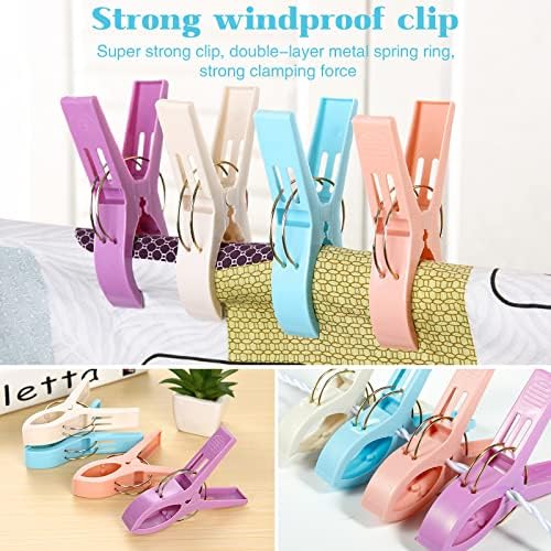 8 Pcs Beach Towel Clips, Towel Pegs Large Plastic Towel Clip Multipack Beach Towel Pegs Sunbed towel clips Laundry Clip for Loungers Sunbeds Pool Chairs Laundry