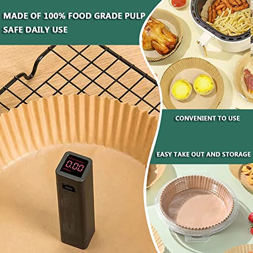 Air Fryer Disposable Paper Liner, 9 Inch Air Fryer Paper Liner Round, Air Fryer Parchment Paper Non-Stick, Baking Paper Unbleached, Oil-Proof, Water-Proof For Baking Roasting Microwave, 100Pcs #TOP2