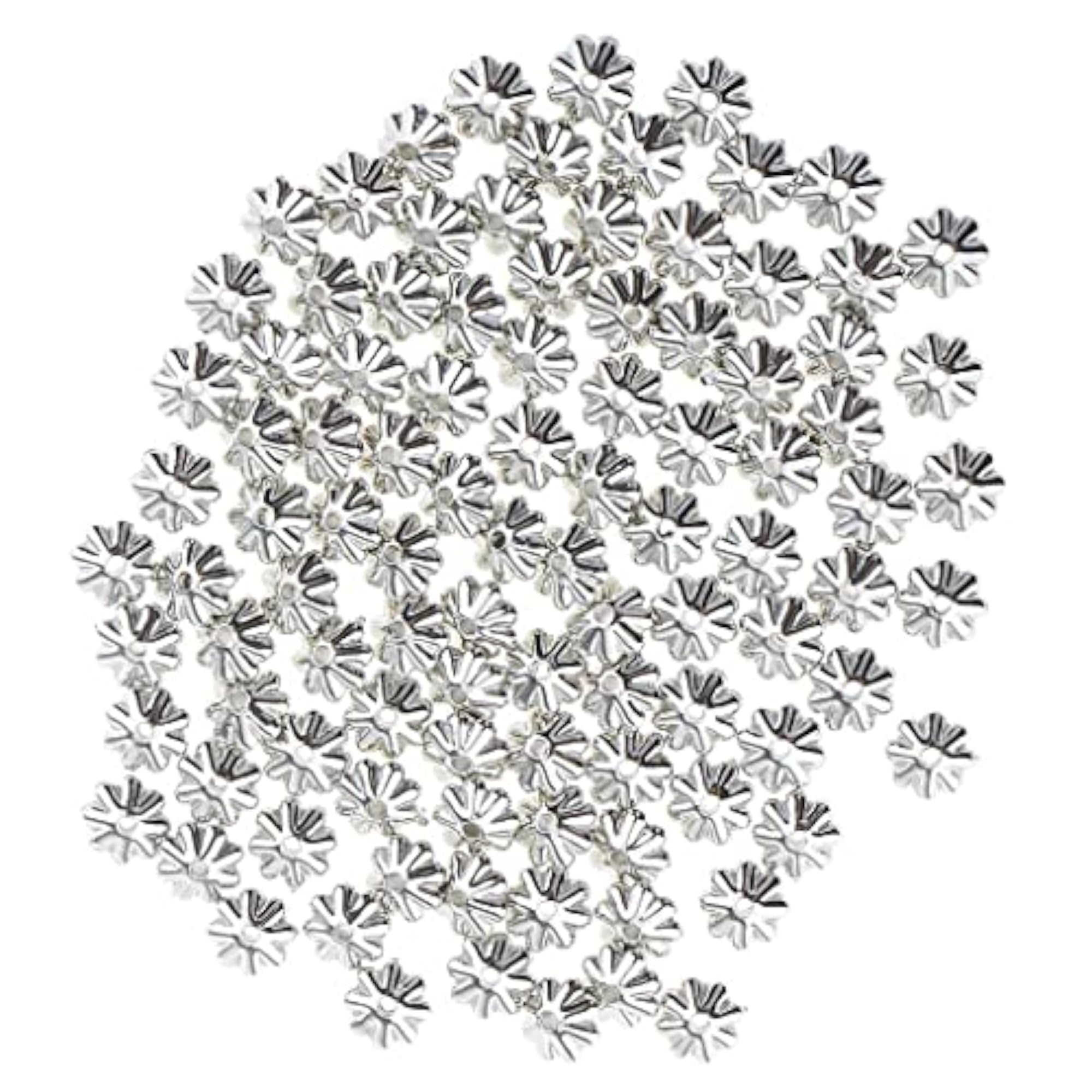4x100pcs Glitter Silver Alloy Daisy Spacer Beads 7.5mm DIY Jewelry