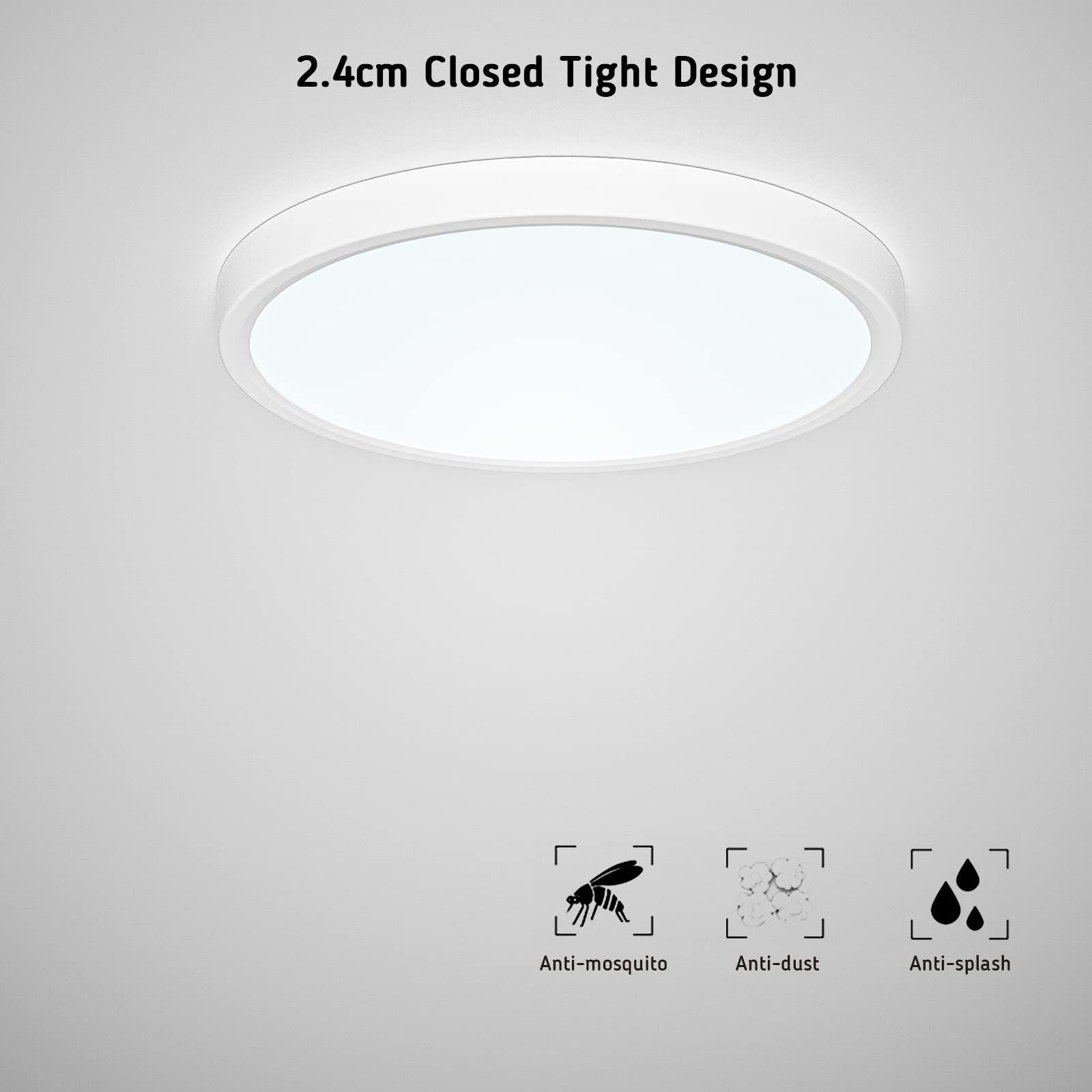 Lampa sufitowa LED 24 W, regulowana temperatura kolorów, 2347 LM Biurowe, dla łazienki, kuchni, przedpokoju i balkonu (3000K/4000K/5000K, 24W)