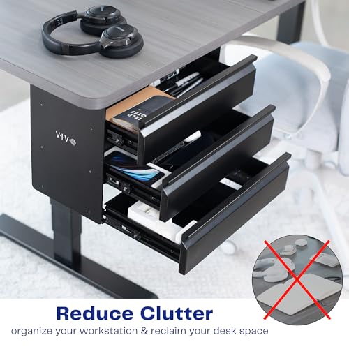Image of VIVO 16 in Slide Out Dual Tier Storage Drawer, Under Desk 3 Layer Organizer, Black, DESK-DR03