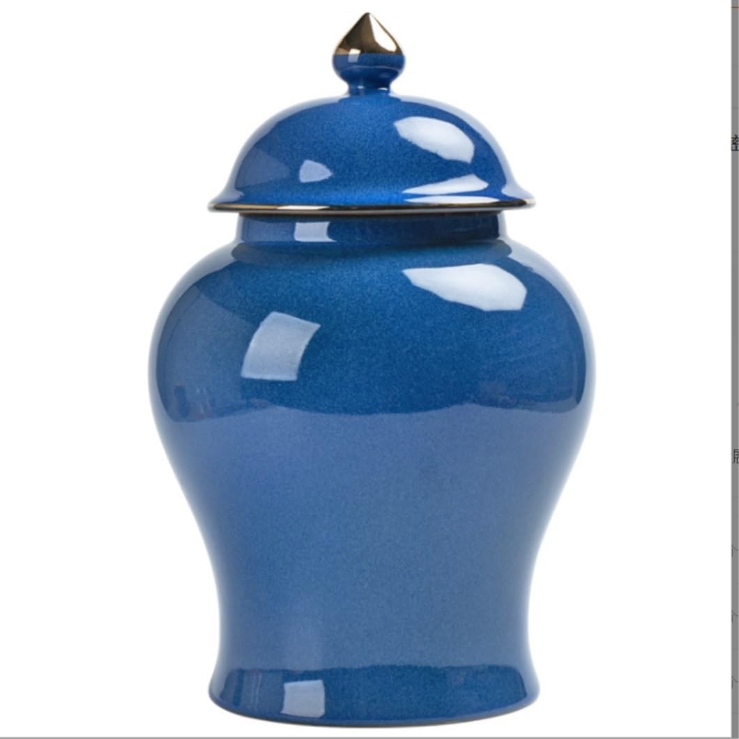 IRYZE Temple Jar Purple Ceramic Ginger Jar Vase with Lid Traditional Chinese Decorative Porcelain Jars Temple Jar Flower Vases Modern Ginger Jar (Color : Purple)