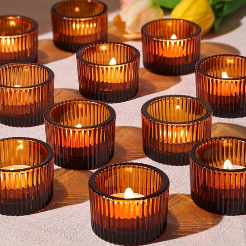 HAVITI 24 Pack Amber Tealight Candle Holders...